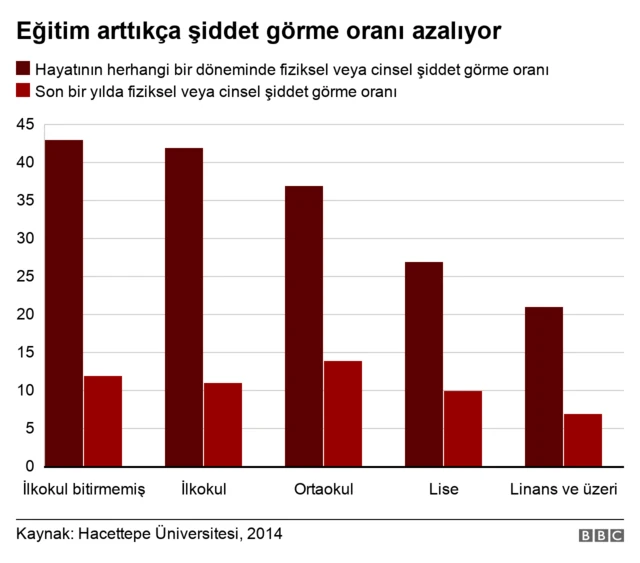 eğitim şiddet görme ilişkisi grafiği