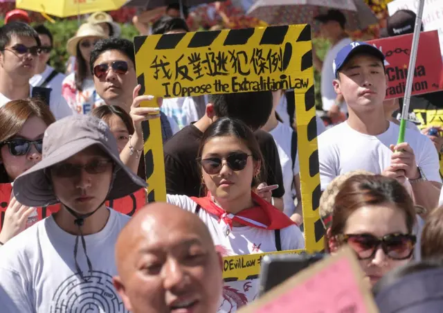 Manifestantes en Hong Kong