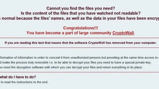 La pantalla que recibes cuando quedas infectado con CryptoWall