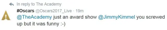 ऑस्कर के आधिकारिक ट्विटर हैंडल ने ट्वीट किया