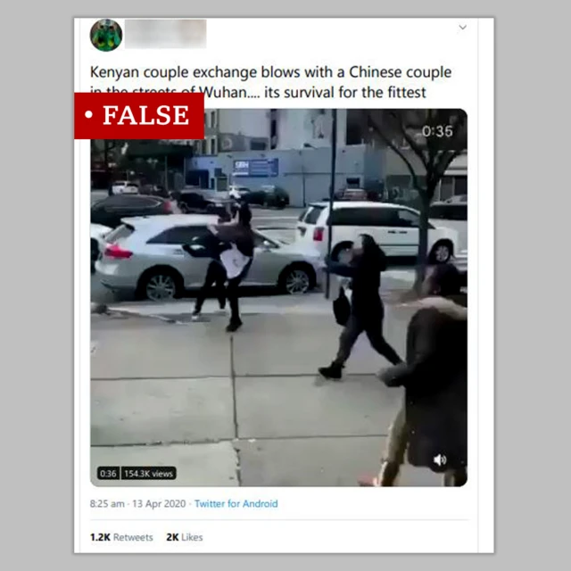 Grab from fake video about street fight