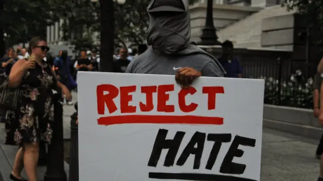 Marcha antifascista en Estados Unidos en 2018.