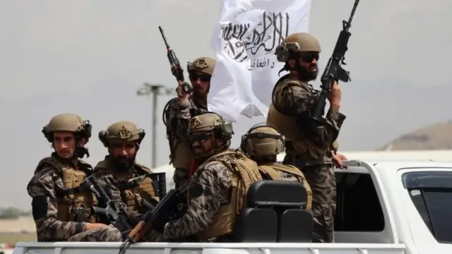 Taliban fighters at Kabul airport
