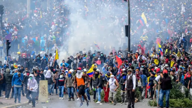 Manifestantes en Quito