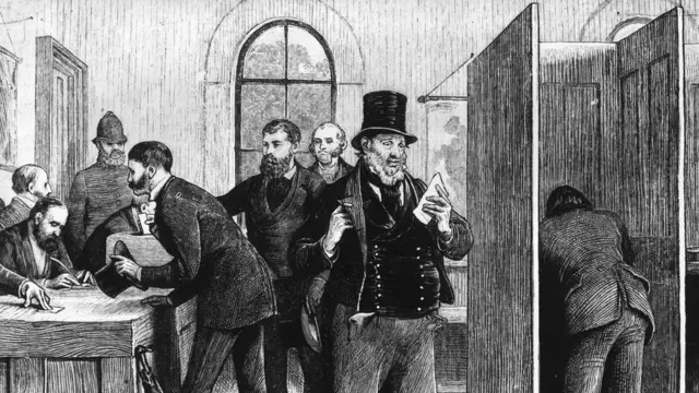 Ilustración de las elecciones en 1873 en EE.UU.