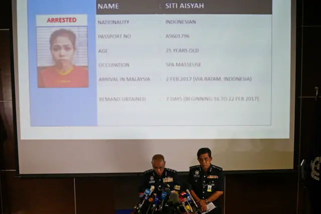 马来西亚警方介绍被捕嫌疑人之一印尼籍女子艾希亚（Siti Aisyah）情况