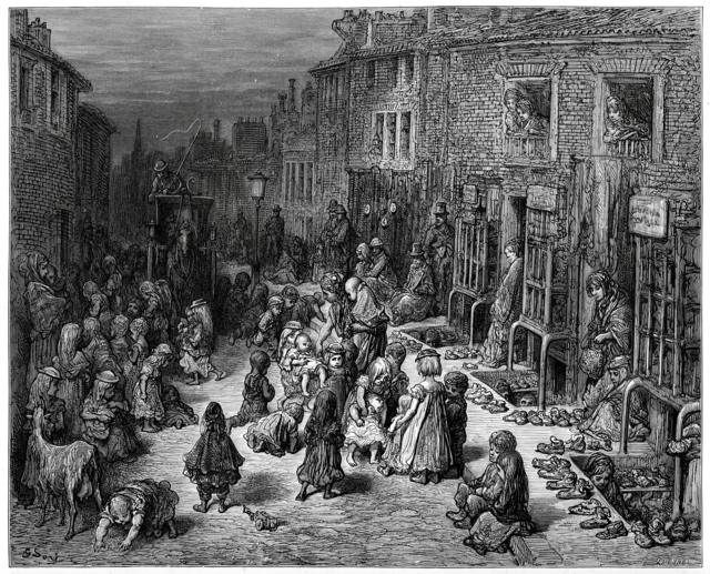 Niños en la calle en Inglaterra en el siglo XIX