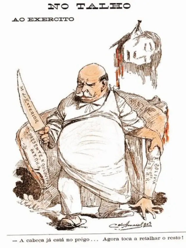 Charge mostra o Barão do Rio Branco