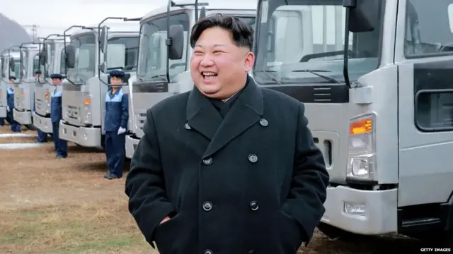 North Korean leader Kim Jong-Un at the Sungri Motor Complex in South Pyongan Province.