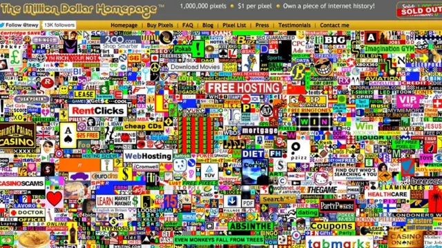 Million Dollar Homepage ныне полна ссылок на уже несуществующие сайты