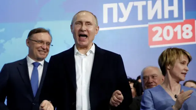 Vladimir Putin meets supporters after election victory - 18 March