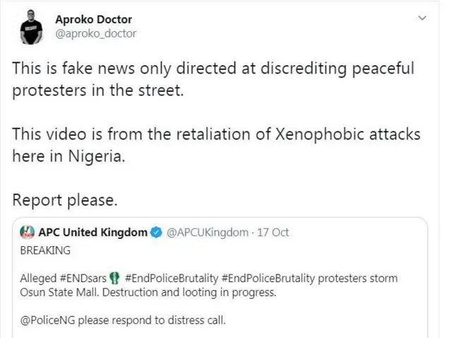 aworan oju opo Twitter eeyan kan pẹlu aworan iroyin ofege naa