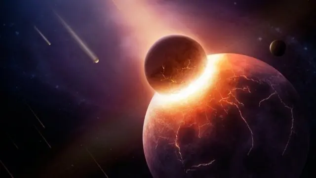 လွန်ခဲ့တဲ့ နှစ်ပေါင်း ၄.၅ ဘီလျံလောက်က အင်္ဂါဂြိုဟ်လောက် အရွယ်အစားရှိတဲ့ ဥက္ကာခဲကြီးက ကမ္ဘာကို ဝင်တိုက်ရာကနေ လ ဖြစ်ပေါ်လာ