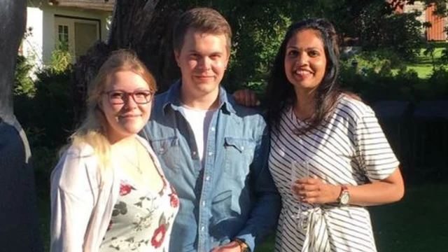 કિરણ ગુસ્તાફસન તેમના સ્વીડિશ ભાઈ-બહેન સાથે