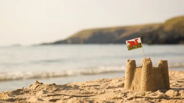 Foto playa bandera de Gales