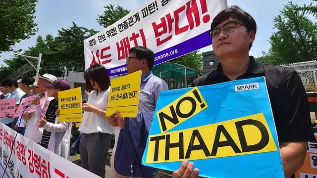 Демонстрация против американской системы ПРО в Сеуле