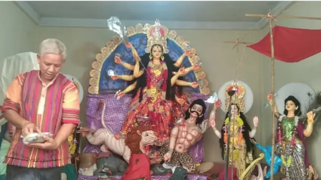 হাজংদের দুর্গাপূজার মন্ডপ