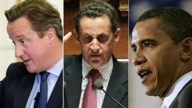David Cameron, Nicolas Sarkozy et Barack Obama