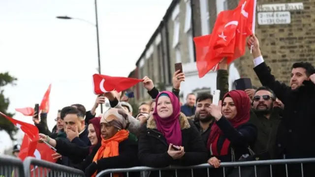 Crowds at opening of mosque