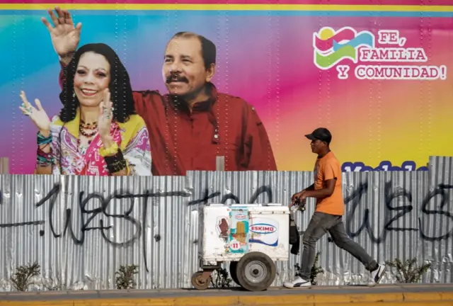Cartel de propaganda electoral de Ortega-Murillo en las últimas elecciones de 2021.