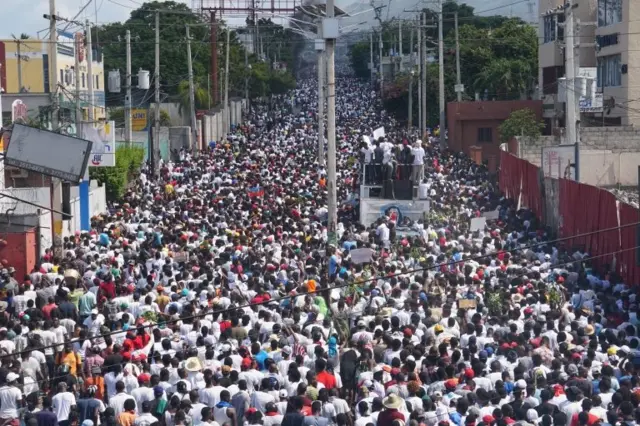 Haiti'de 13 Ekim'de düzenlenen protestolardan bir görüntü
