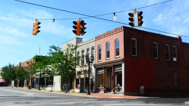 Una calle de Norwalk, Ohio, donde Donald Trump ganó el doble de votos que Hillary Clinton en las elecciones de 2016.