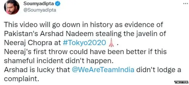 ਨੀਰਜ ਚੋਪੜਾ ਬਾਰੇ ਟਿੱਪਣੀ