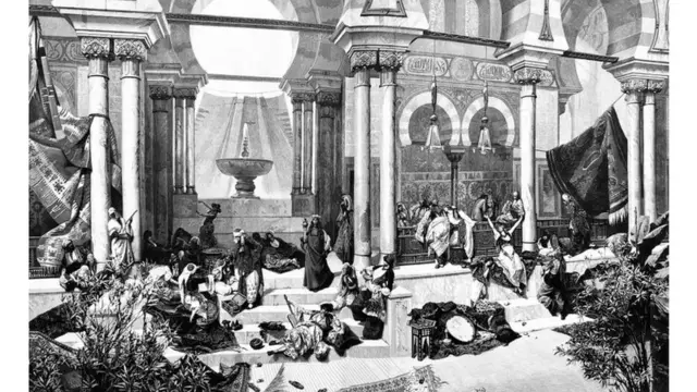 女性空間。反映 19 世紀生活的插圖。