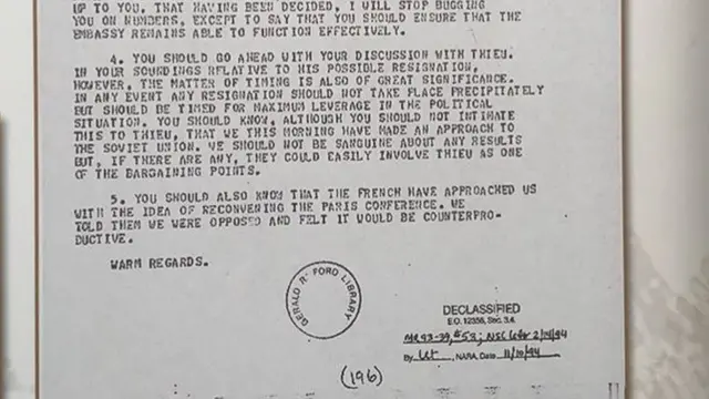 Dấu tích của ông Henry Kissinger trong tài liệu Nhà Trắng
