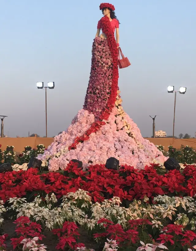 గుజరాత్‌లోని అహ్మదాబాద్ నగరంలో సబర్మతీ రివర్‌ఫ్రంట్ వద్ద నిర్వహిస్తున్న పుష్ప ప్రదర్శనలో ప్రధాన ఆకర్షణగా నిలిచిన విరి సుందరి