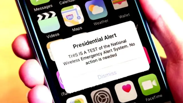 Reproduçãocasino autouma telacasino autocelular com notificação que diz: 'ALERTA PRESIDENCIAL – ESTE É UM TESTE do Sistema Nacionalcasino autoAlertacasino autoEmergência Sem Fio. Nenhuma ação é necessária'