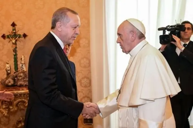 Cumhurbaşkanı Recep Tayyip Erdoğan ve Papa Francesco
