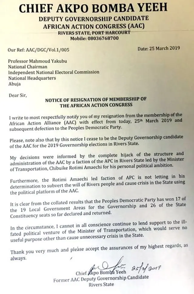 Oga Akpo Yeeh resignation letter