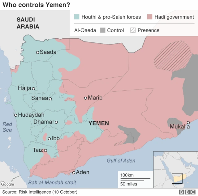 Map of control of Yemen (10 October 2016)