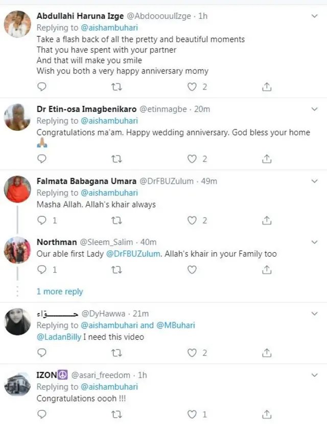 sakonnin taya Aisha Buhari murna