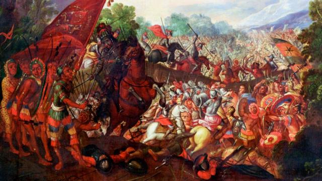 墨西哥阿茲特克，1520年，西班牙殖民者遭遇當地人勇猛抵抗。