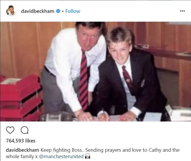 เดวิด เบ็คแฮม โพสต์ภาพของตัวเองตอนเด็ก ที่ถ่ายคู่กับเซอร์ อเล็กซ์ เฟอร์กูสัน