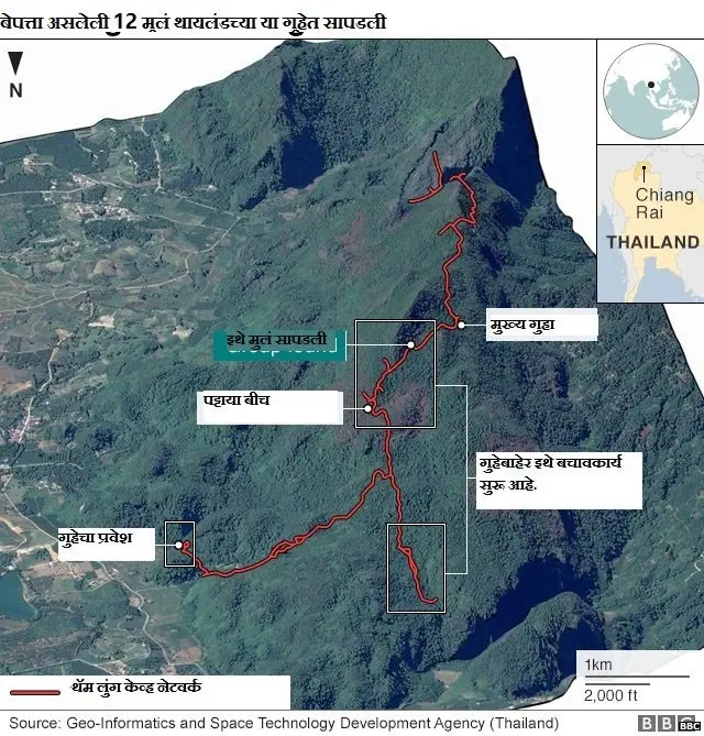 थायलंडमधल्या गुहेचा नकाशा