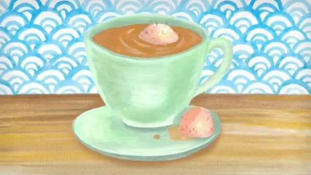 Dibujo en témpera de taza de té