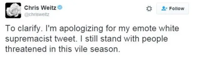 क्रिस व्हाइट्स ट्वीट