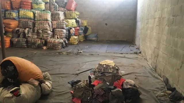 Remaining goods in one of di raided warehouses