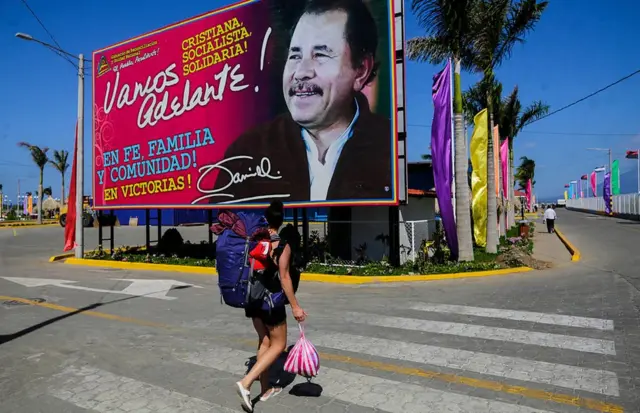 Un cartel del presidente Daniel Ortega en Managua.