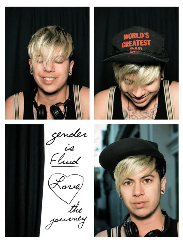 Three photo booth style portraits of a teenager
