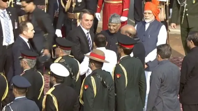 मुख्य अतिथि बोलसोनार, राष्ट्रपति कोविंद और प्रधानमंत्री मोदी