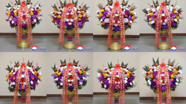 Түндүк Кореянын мамлекеттик маалымат каражаттары билдиргендей, бул гүлдөрдү Ким Чен Ынга апрель айында бир нече орусиялык курулуш компаниялары жөнөткөн