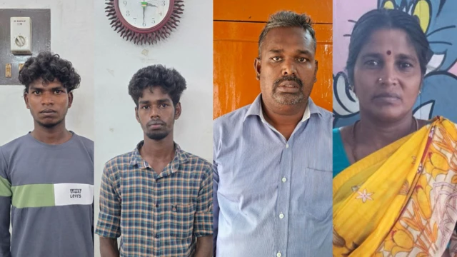 அன்புநிதி, குகன், பாஸ்கர், விஜயா கைது செய்யப்பட்டனர்.