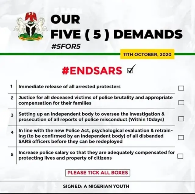 Ihe ise ndị ngagharịiwe End Sars chọrọ ka gọọmentị mee