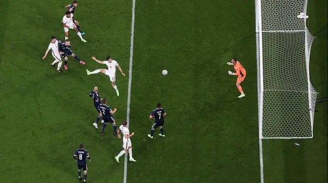 John Stones hits the post for England against Scotland