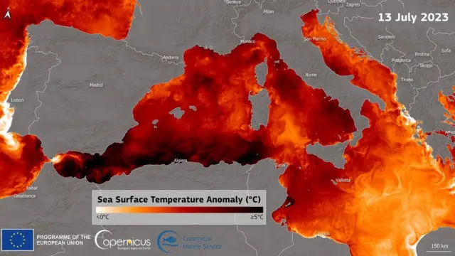 اقیانوس اطلس شمالی و دریای مدیترانه طی ماههای اخیر افزایش دمای بیسابقهای را تجربه کردهاند