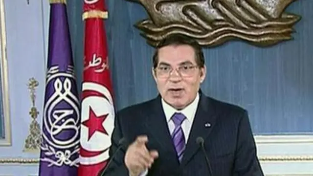 Bin Ali ülkeden ayrılmadan önce televizyondan halka seslendi ama gösterileri yatıştıramadı